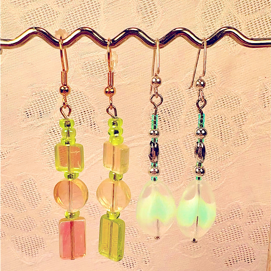 Earrings Pierced Handcrafted Unique Design GreenPink-SpinNew Color Aqua Blue 23$